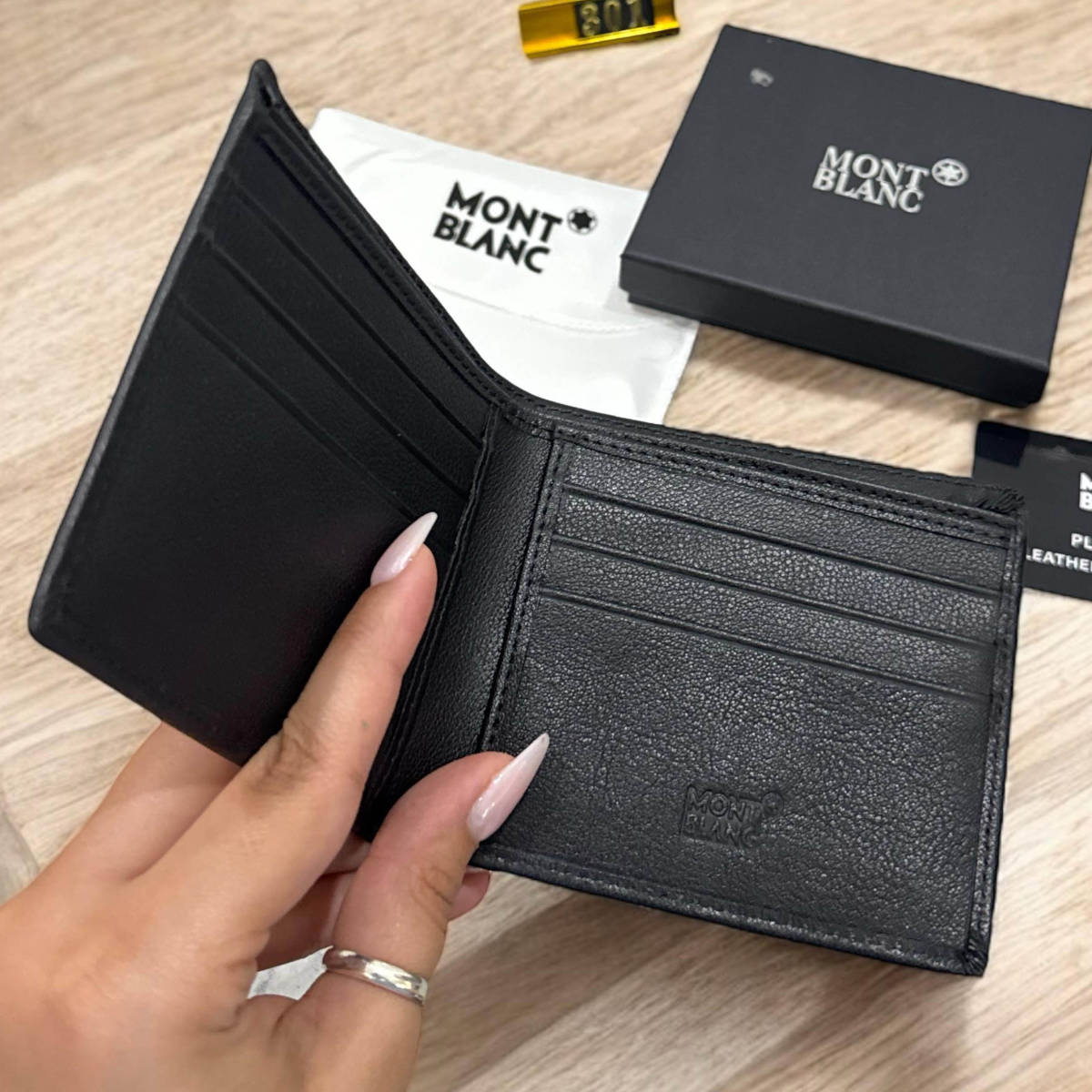 Mont Blanc Black Leather Compact Wallet-2