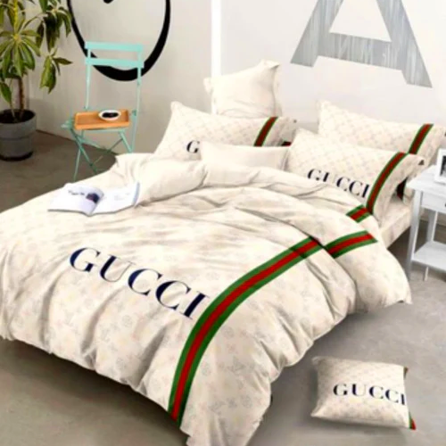 Gucci Cream Premium Quality Bedsheet-0