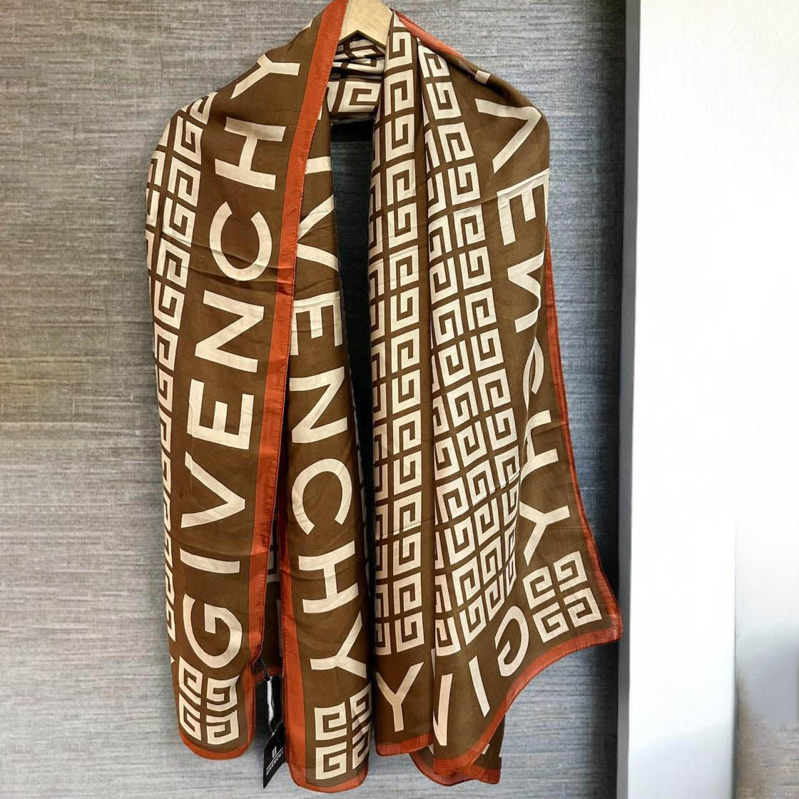 Givenchy Premium Quality Brown Silk Stole-2