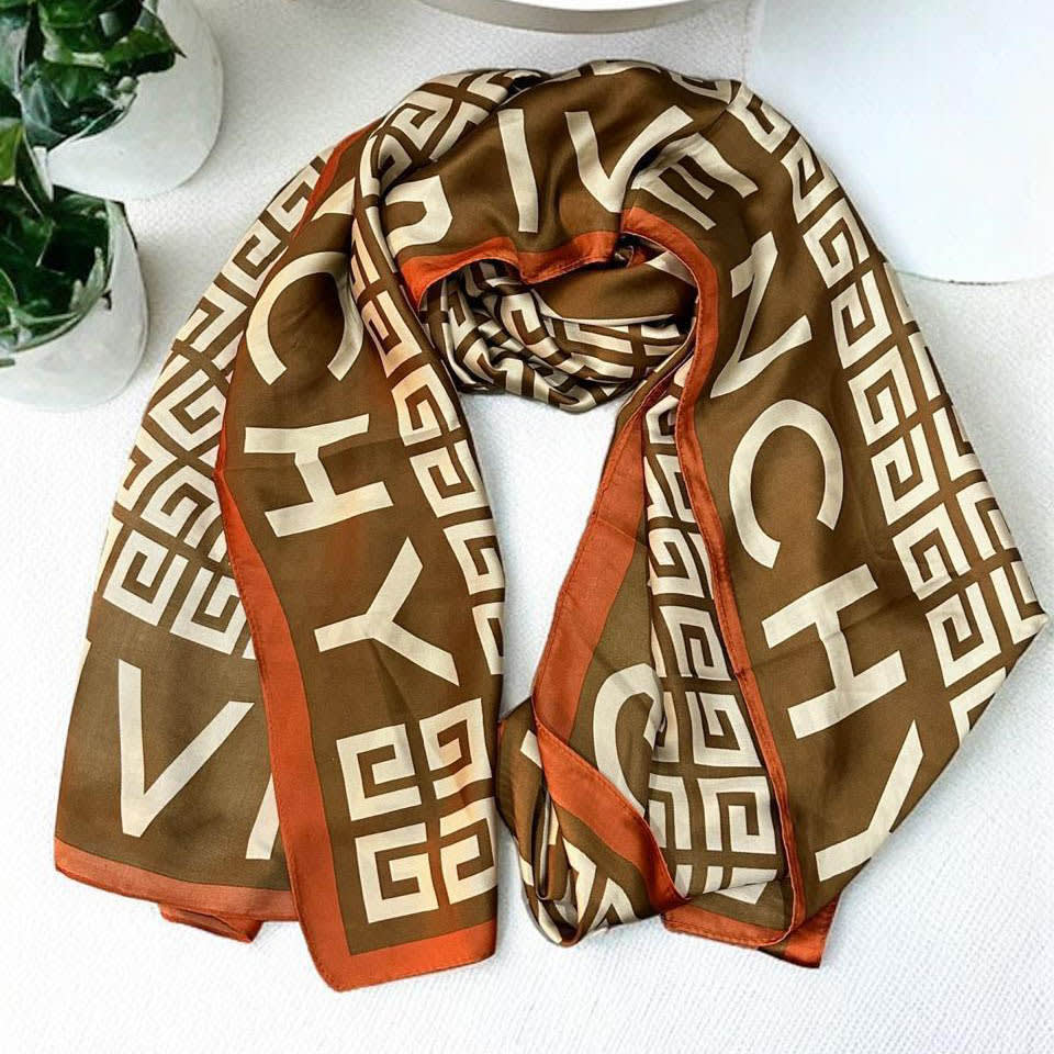 Givenchy Premium Quality Brown Silk Stole-0