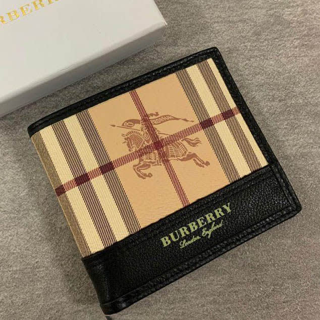 Burberry Print Black Leather Compact Wallet-1