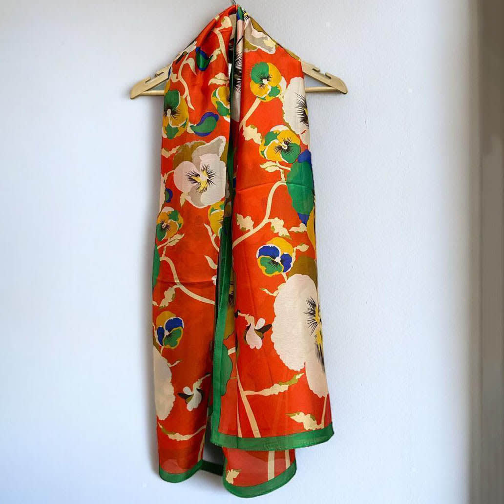 Kenzo Designer Orange Silk Stole-2