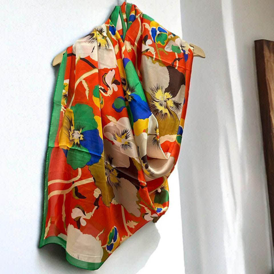 Kenzo Designer Orange Silk Stole-1