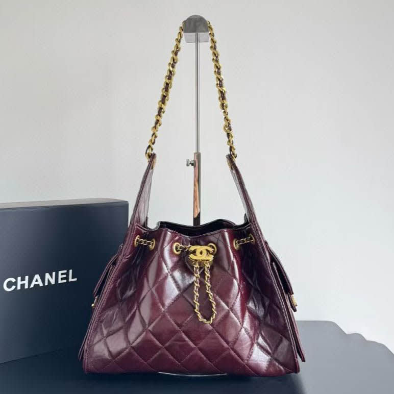 Chanel Maxi Wine Hobo Bag-0