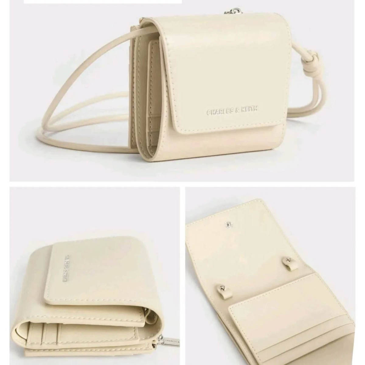 Charles & Keith Irie White Wallet Cum Nano Sling Bag-1