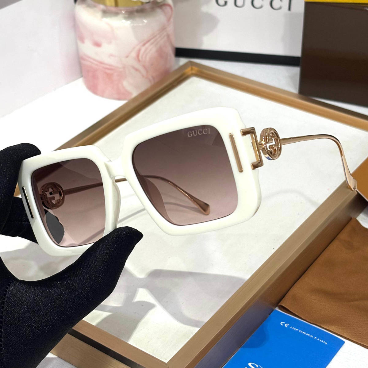 Gucci White Premium Women's Sunglasses-1