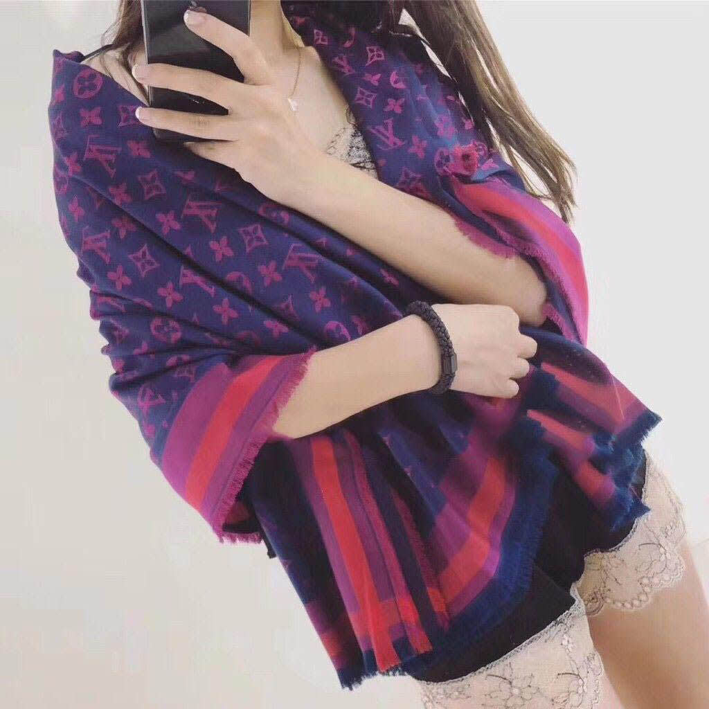 Louis Vuitton Designer Pink Semi Woollen Stole-2