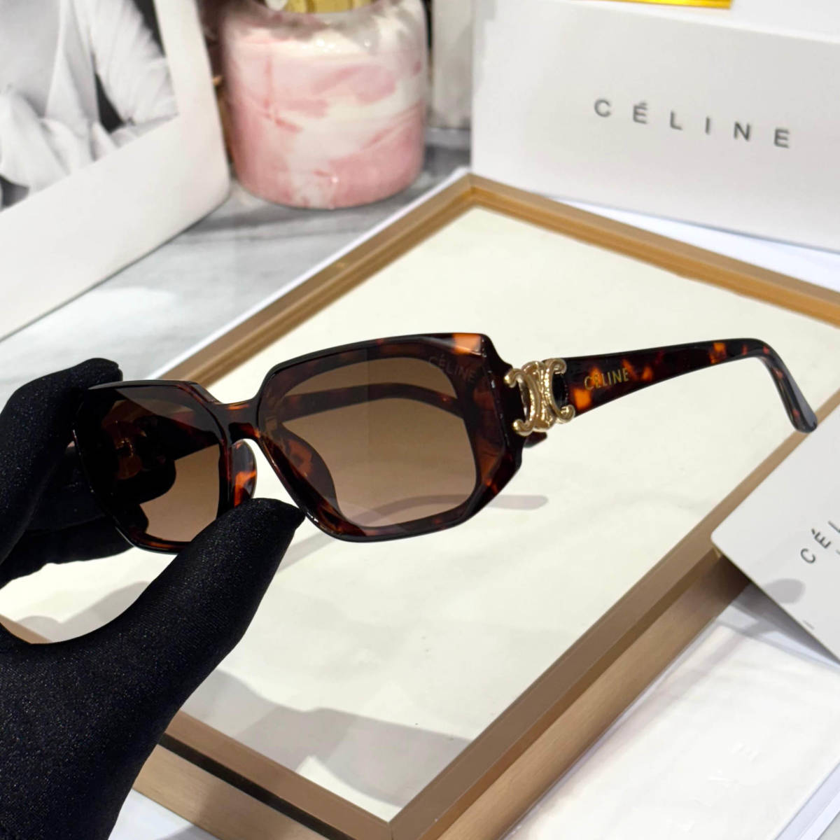 Celine Brown Print Premium Women's Sunglasses-1