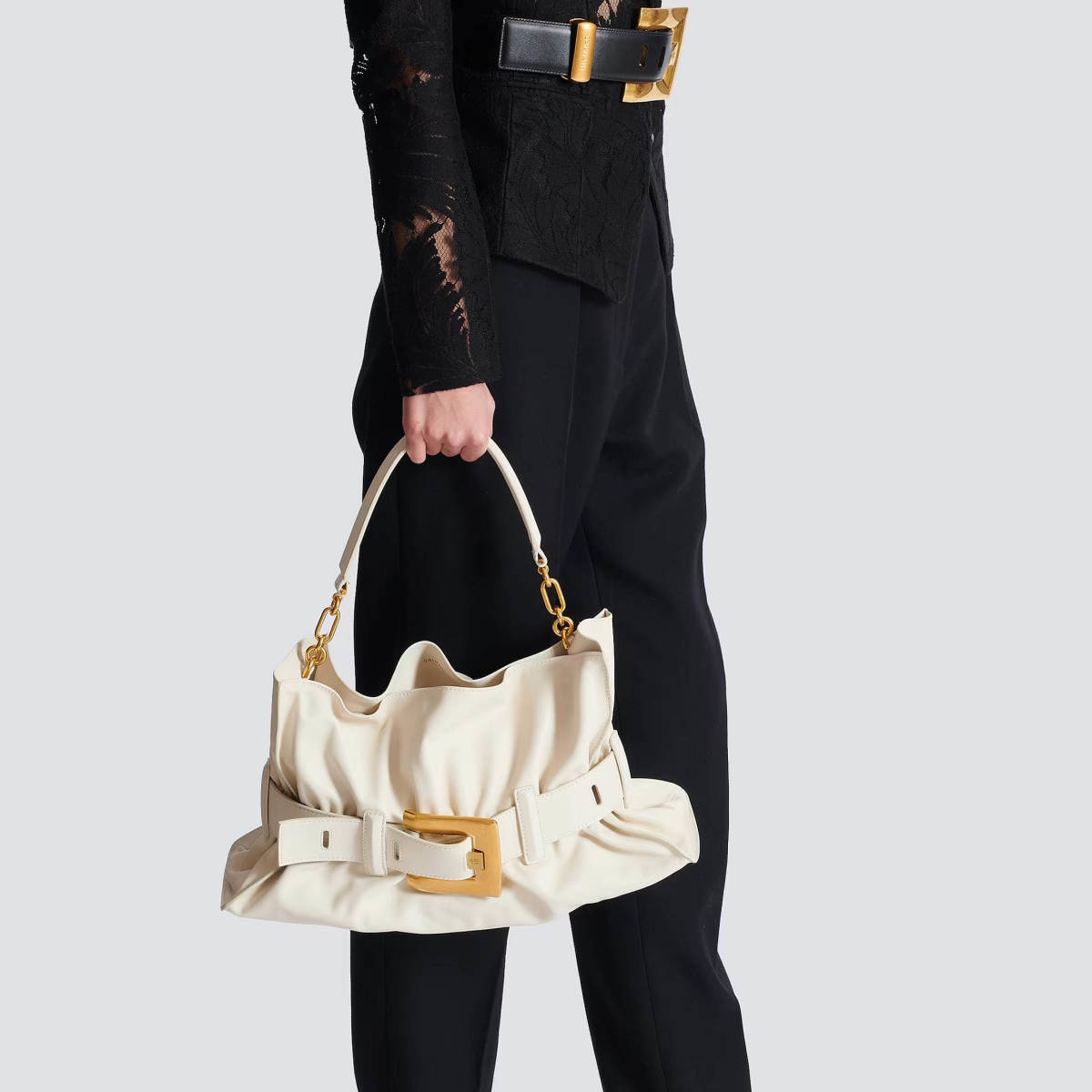Balmain Anthem White Tote Bag-6