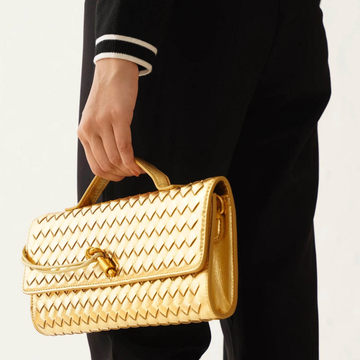 Bottega Veneta Long Andiamo Golden Clutch Bag-1