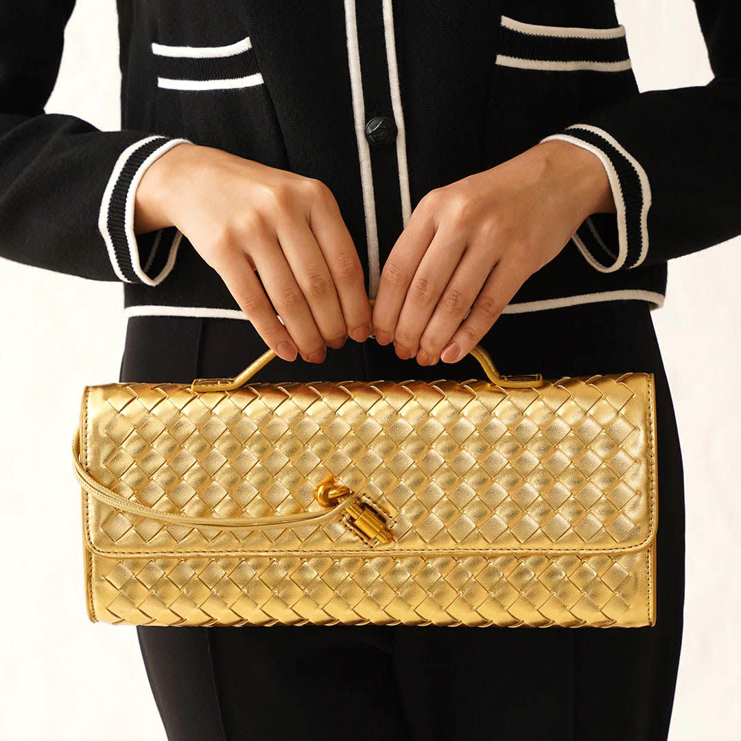 Bottega Veneta Long Andiamo Golden Clutch Bag-0