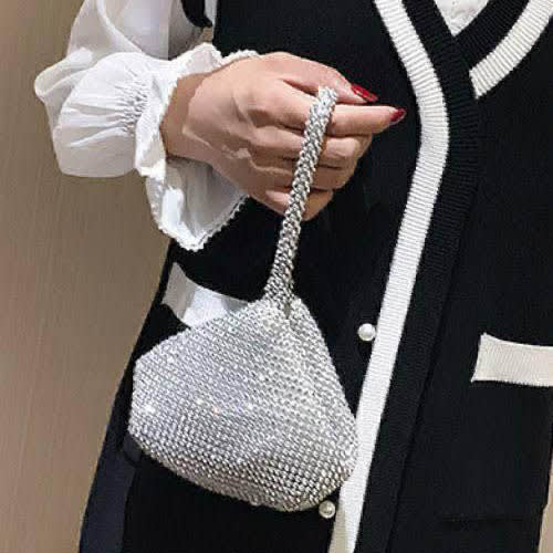 Swvaroski Silver Party Wear Pouch-1