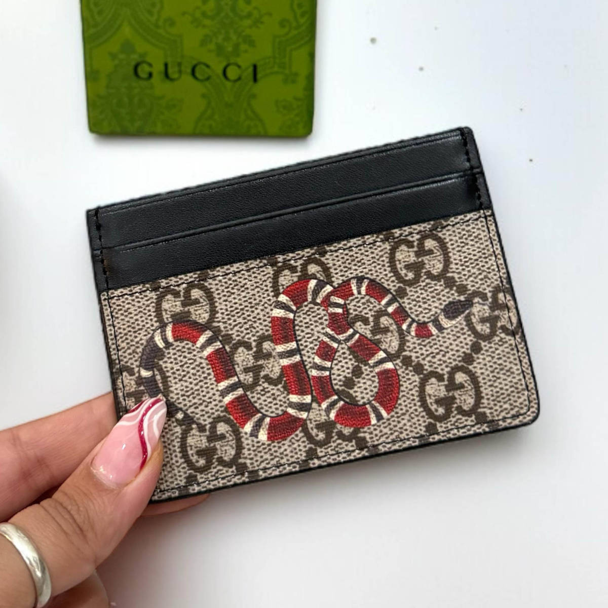 Gucci Snake Print Premium Card Wallet-0
