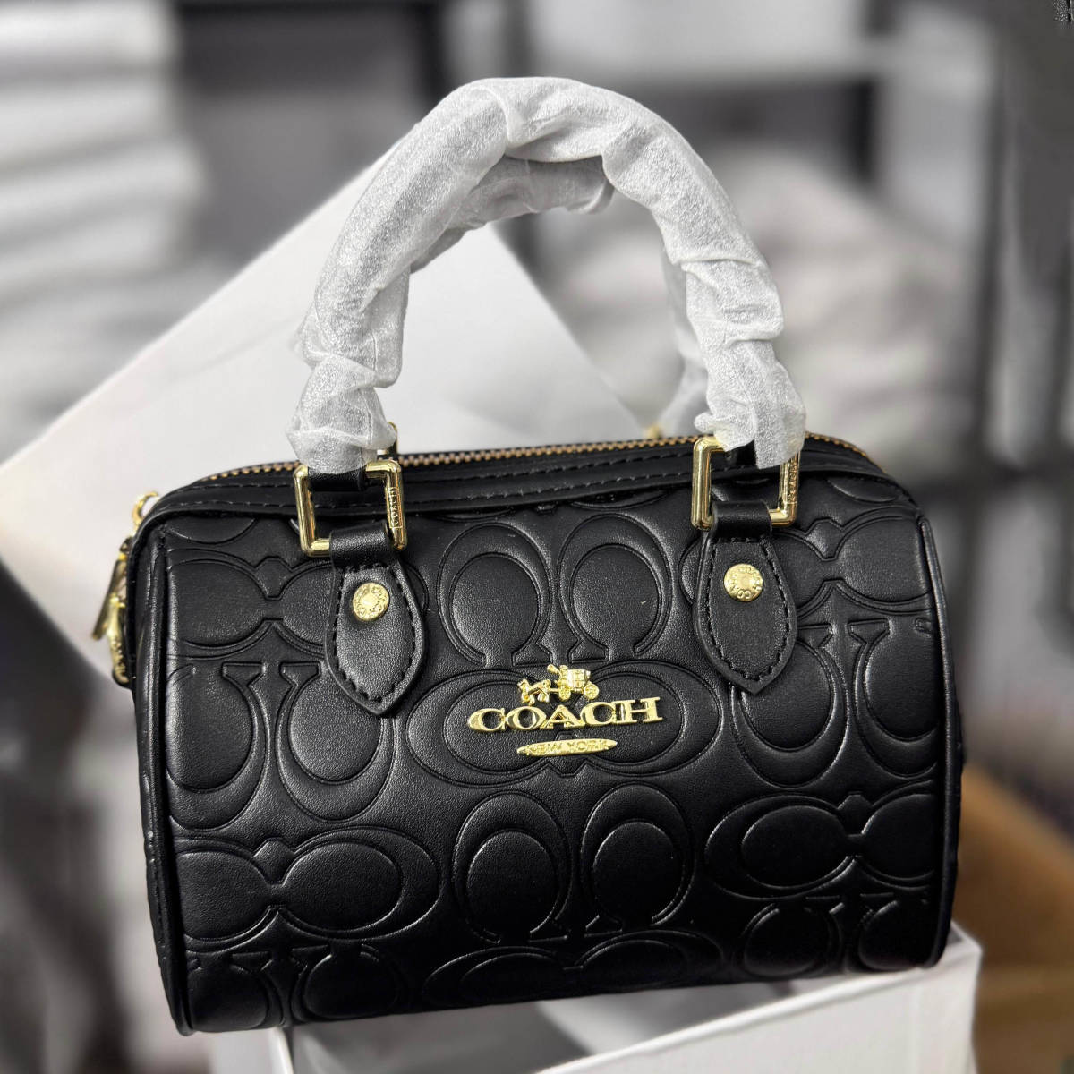 Coach Outlet mini Rowan Black Leather Speedy Bag-0