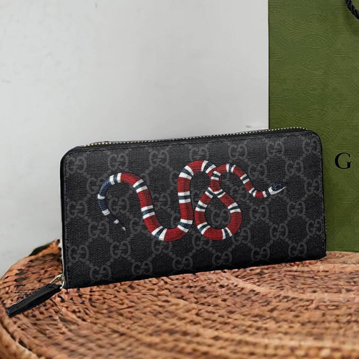 Gucci GG Supreme Monogram Snake Print Long Wallet-3