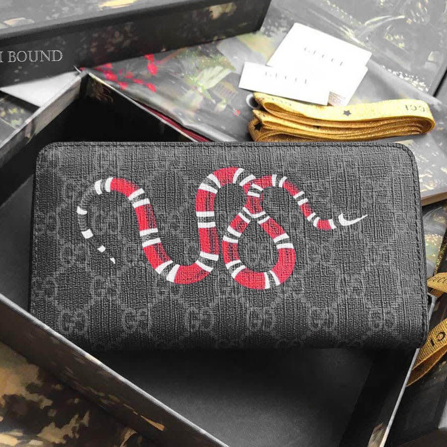 Gucci GG Supreme Monogram Snake Print Long Wallet-2