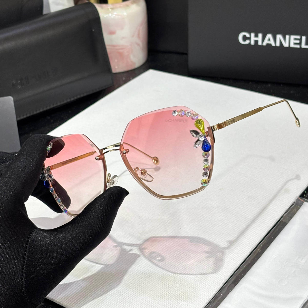 Chanel Pink Premium Women's Sunglasses-1
