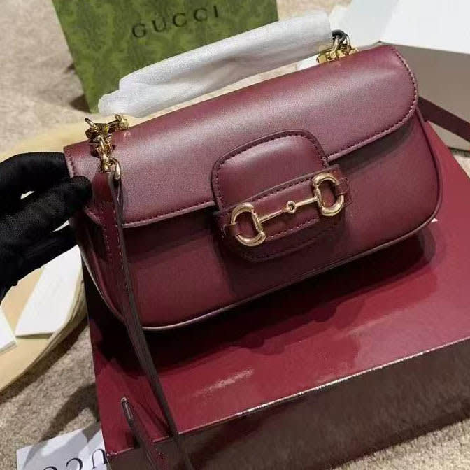 Gucci Horsebit 1955 Small Wine Top Handle Bag-0