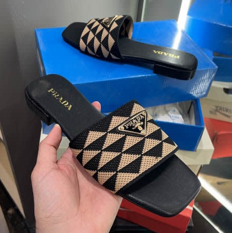 Prada Black Premium Quality Women's Flat Sandals-0