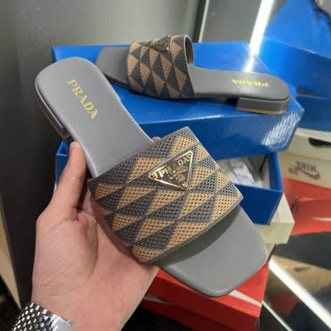 Prada Grey Premium Quality Women's Flat Sandals-0