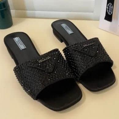 Prada Black Premium Quality Women's Flat Sandals-0