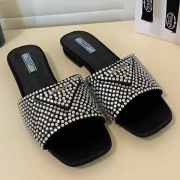 Prada Black & White Premium Quality Women's Flat Sandals-0