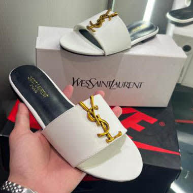 YSL White Premium Quality Women's Flat Sandals-0