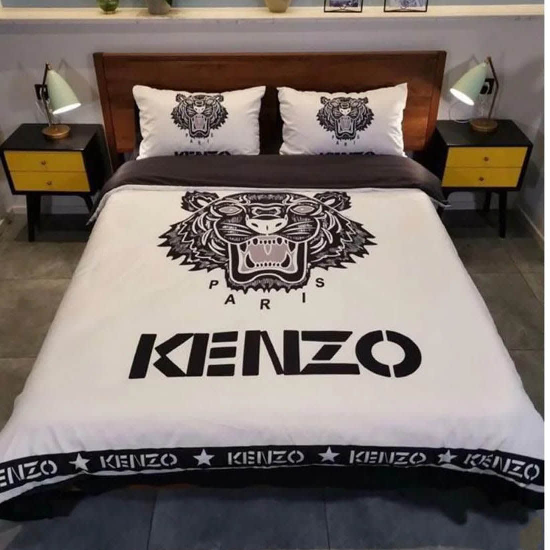 Kenzo White Premium Quality Bedsheet-0