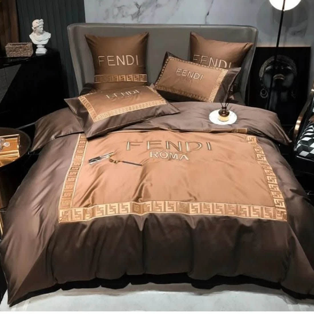 Fendi Brown Premium Quality Bedsheet-0
