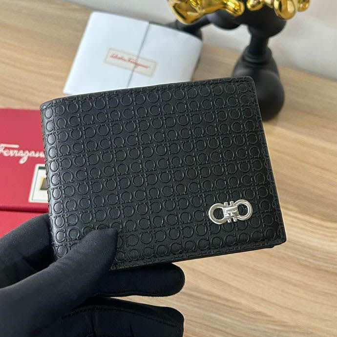 Ferragamo Black Premium Compact Wallet-0
