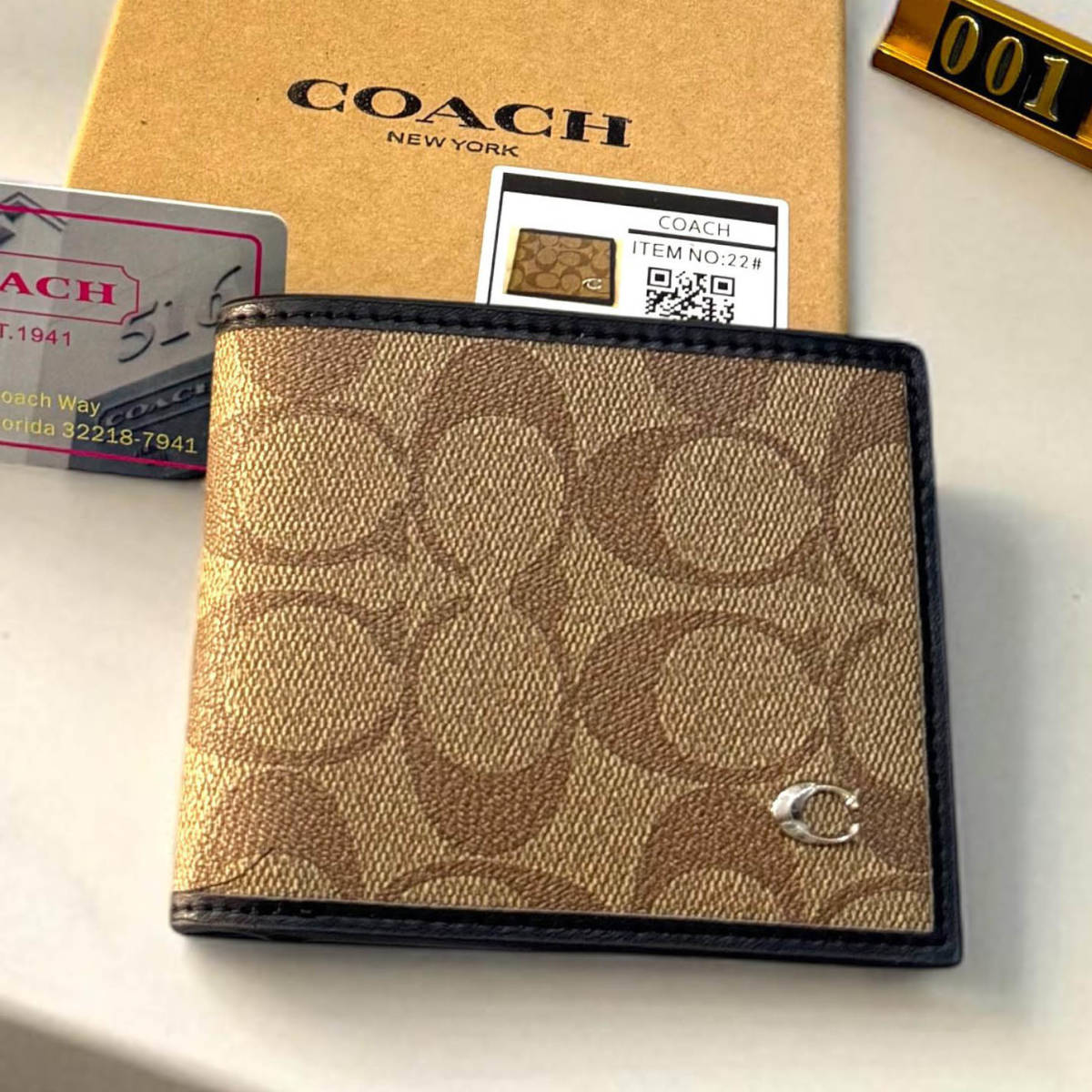 Coach Beige Premium Compact Wallet-0