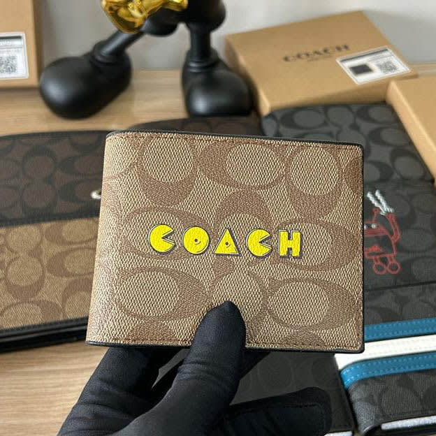 Coach Beige Premium Compact Wallet-0