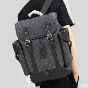 Coach Highend Black Leather Backpack-1