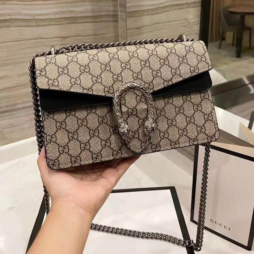 Gucci Basic Dionysus Beige & Black Shoulder Bag-0