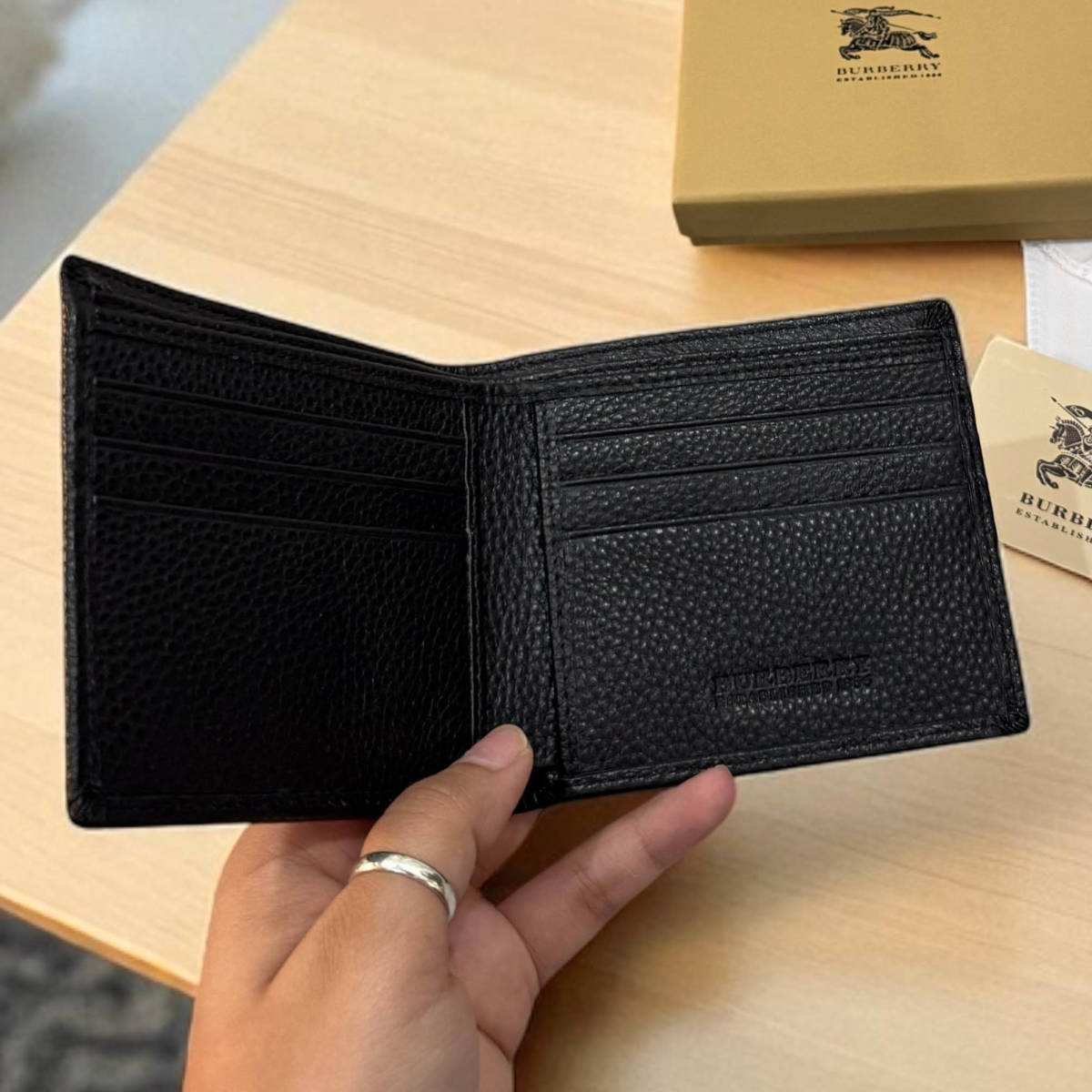 Burberry Black Premium Compact Wallet-2