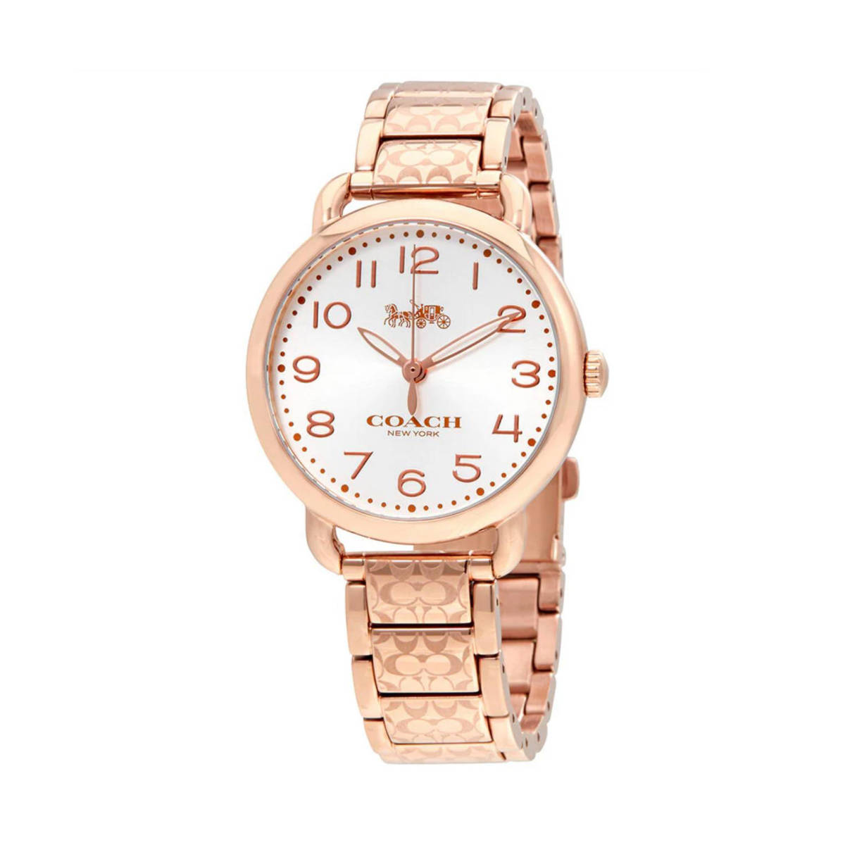 Coach Delancey Silver Dial Rose Gold Tone Ladies Watch-0