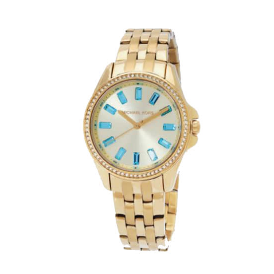 Michael Kors Mini Pilot Pave Quartz Gold Dial Ladies Watch-0