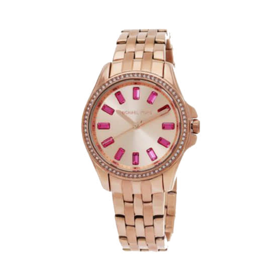 Michael Kors Mini Pilot Pave Quartz Rose Gold Dial Ladies Watch-0
