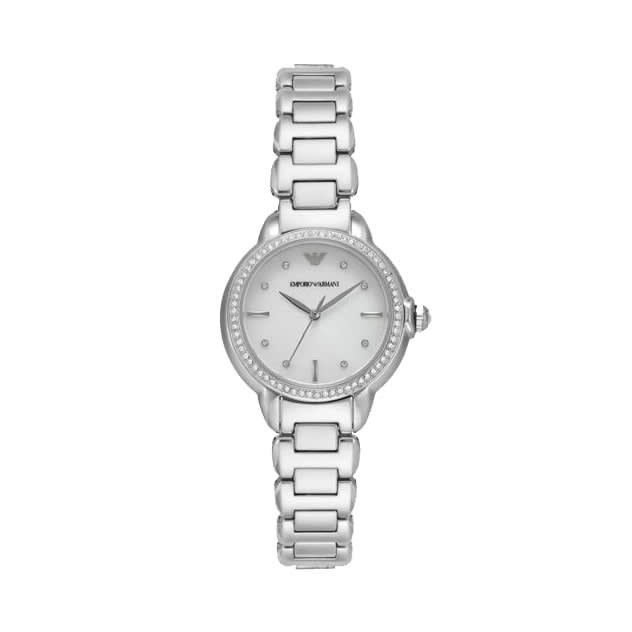 Emporio Armani Women Quartz Mother Of Pearl Dial Analog Stainless Steel Watch AR11596-0