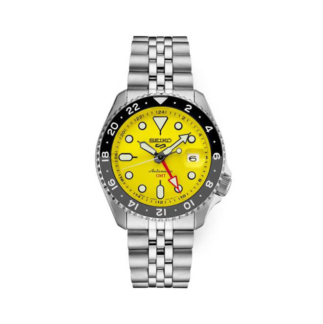 Seiko 5 Sports SKX GMT 42.5mm Steel Yellow Dial Automatic Watch SSK017-0
