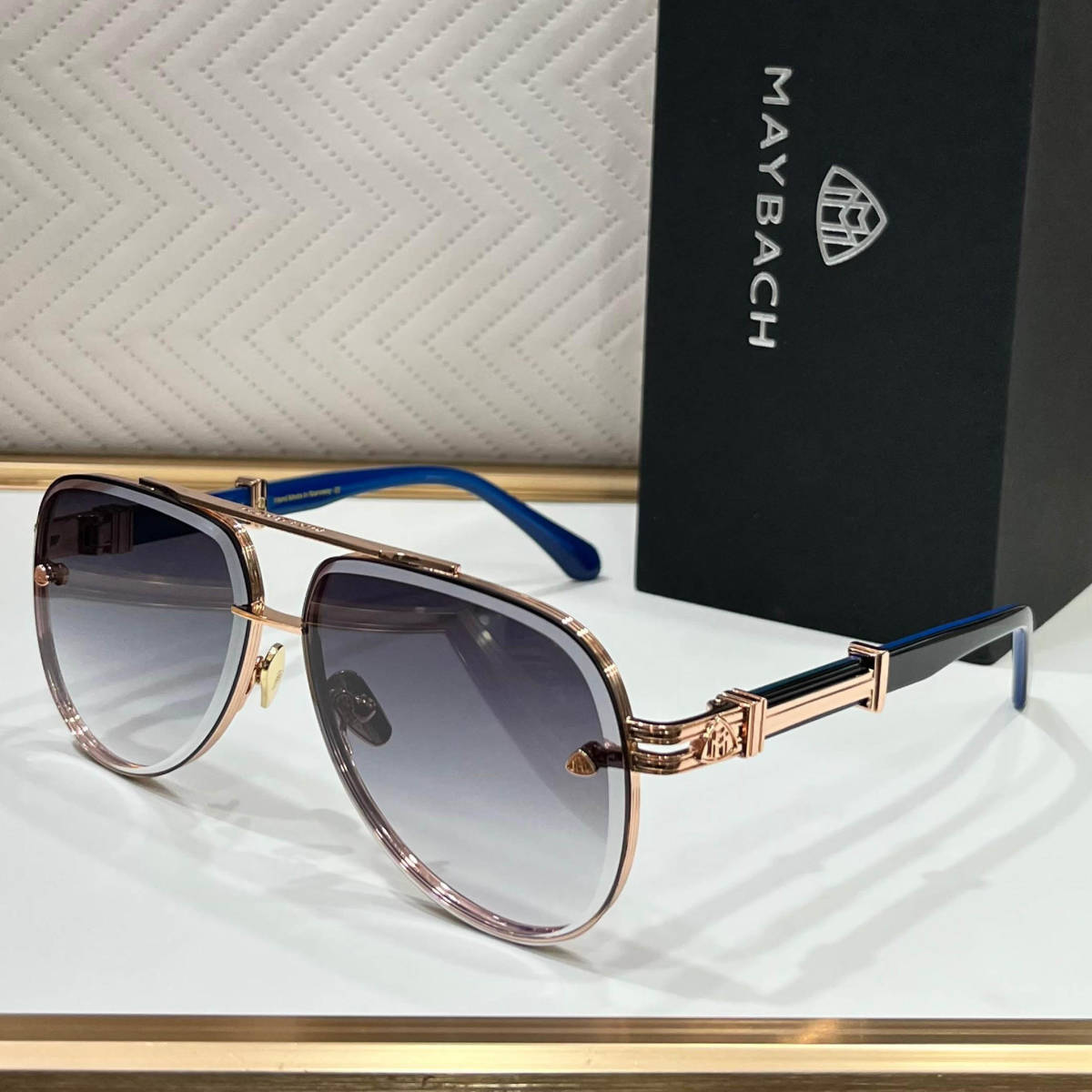 Maybach Blue Luxury Frameless Sunglasses-0