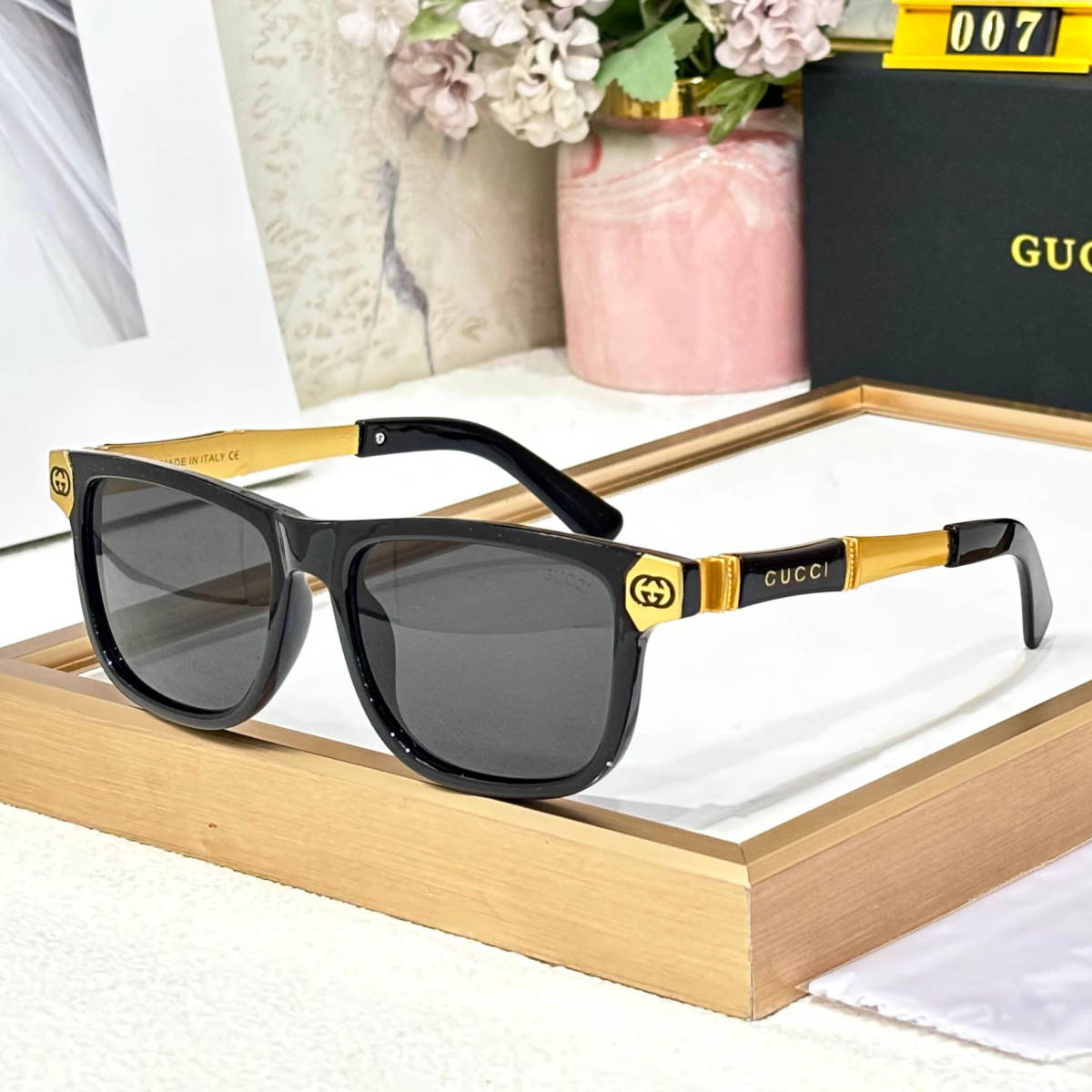 Gucci Black & Golden Premium Sunglasses-0