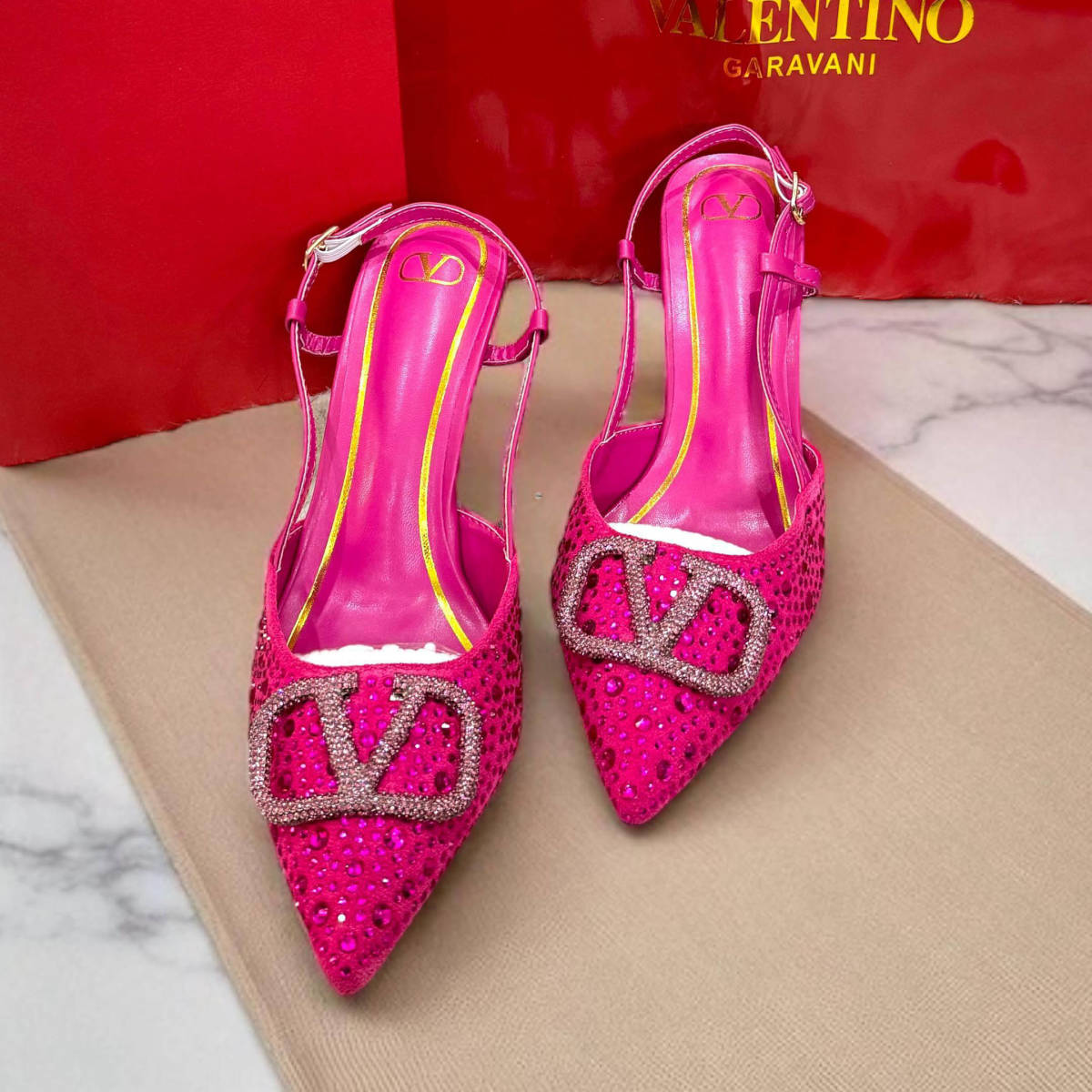Valentino Pink Premium Quality Heels Sandals-0