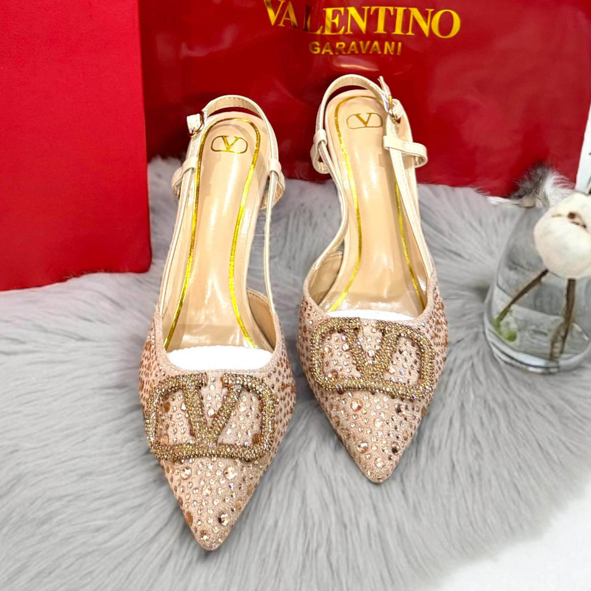 Valentino Golden Premium Quality Heels Sandals-0