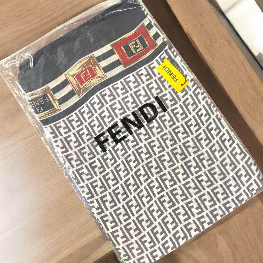 Fendi "FF" Designer Black Silk Stole-3