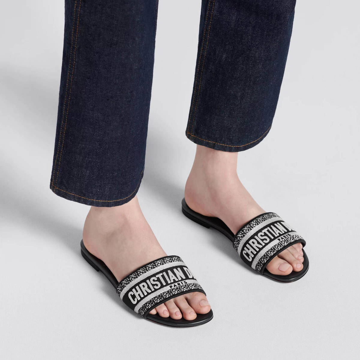 Dior Black Premium Quality Women's Flat Sandals-4