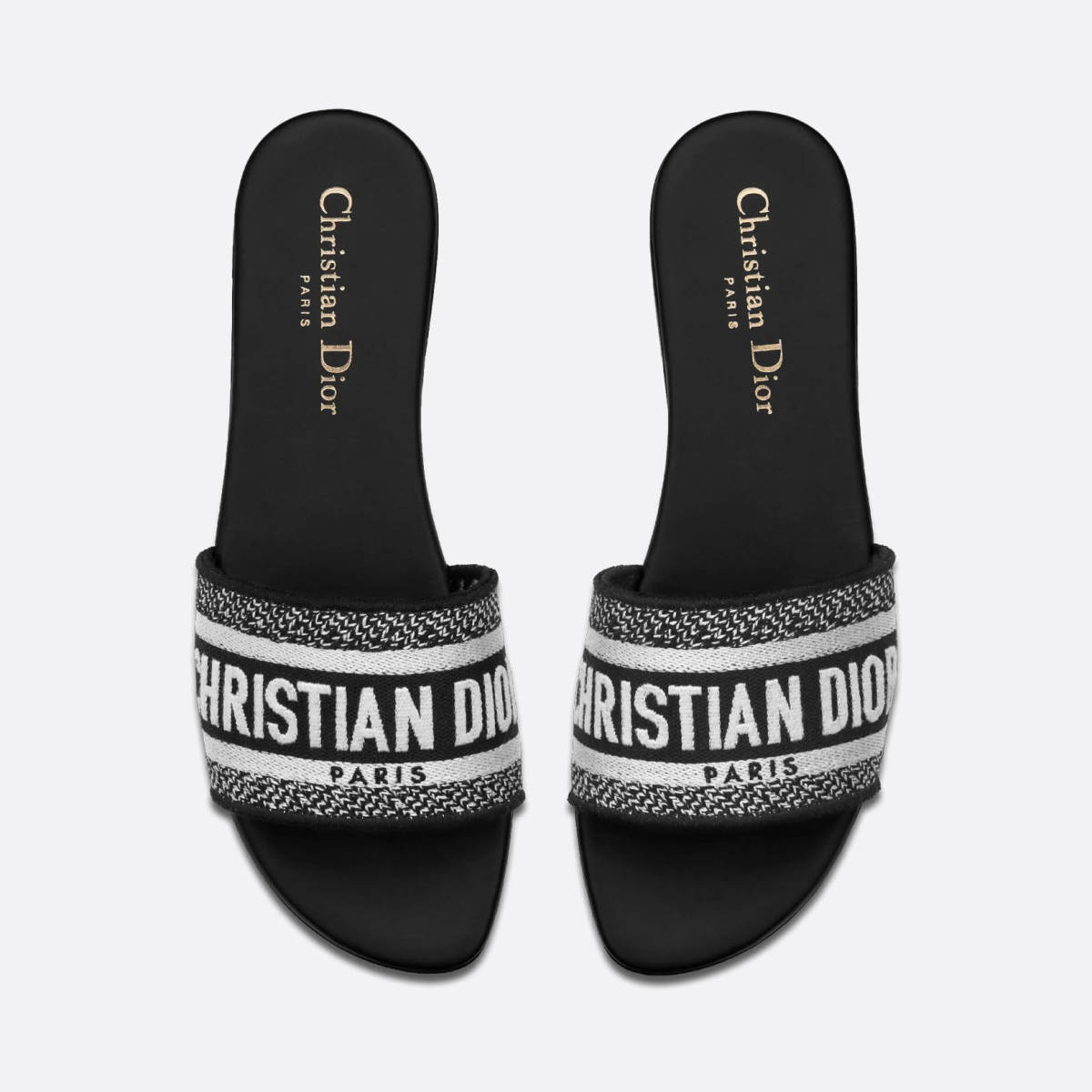 Dior Black Premium Quality Women's Flat Sandals-1