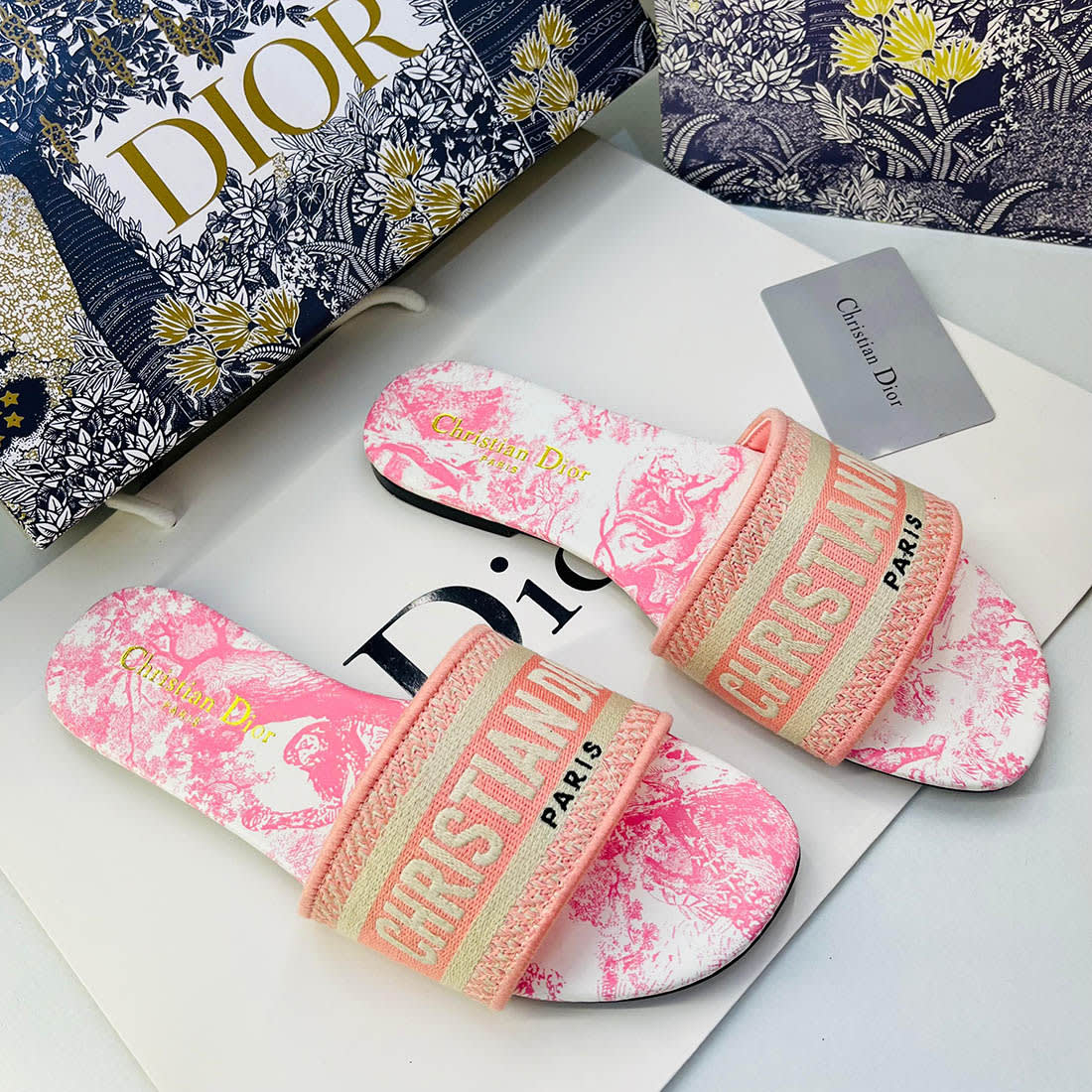 Christian Dior Pink Premium Quality Women's Flat Sandals-0