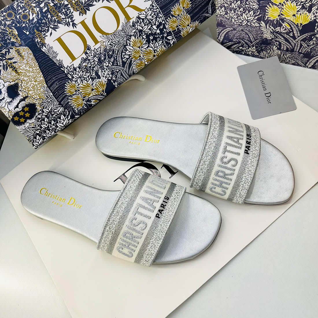 Dior Silver Premium Quality Women's Flat Sandals-0
