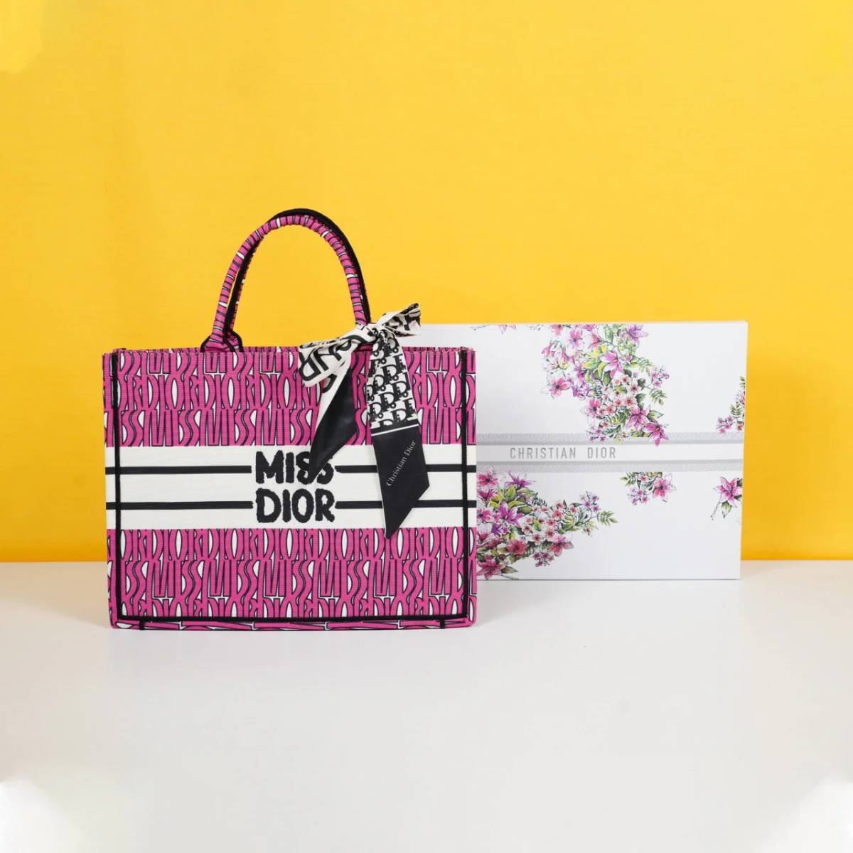 Miss Dior Book Pink Tote Bag-2